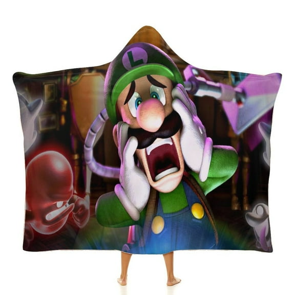 Scary Luigi's Mansion Soft Wearable Blanket Hoodie Hooded Blanket Warm Decor Gift For Kids Adult For Sofa Bed Office