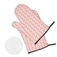 thumbnail image 2 of Oven Mitts and Pot Holders Set, Baking 4-Piece Set for Kitchen for Outdoor BBQ Mitts Heat Resistant Cooking, Pink Abstract Stripes Pattern, 2 of 8