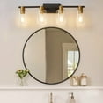 thumbnail image 5 of Deyidn 4-Light Black and Gold Dimmable LED Vanity Light with Clear Glass Shades, 5 of 5