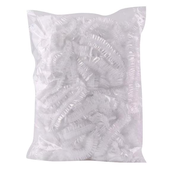ACDANC Disposable Shower Caps Pack Of 100 Shower Caps Wide Thickness Transparent Elastic Hair Shower Cap Suitable For Women Travel Home Use (100 Coloured Edge)
