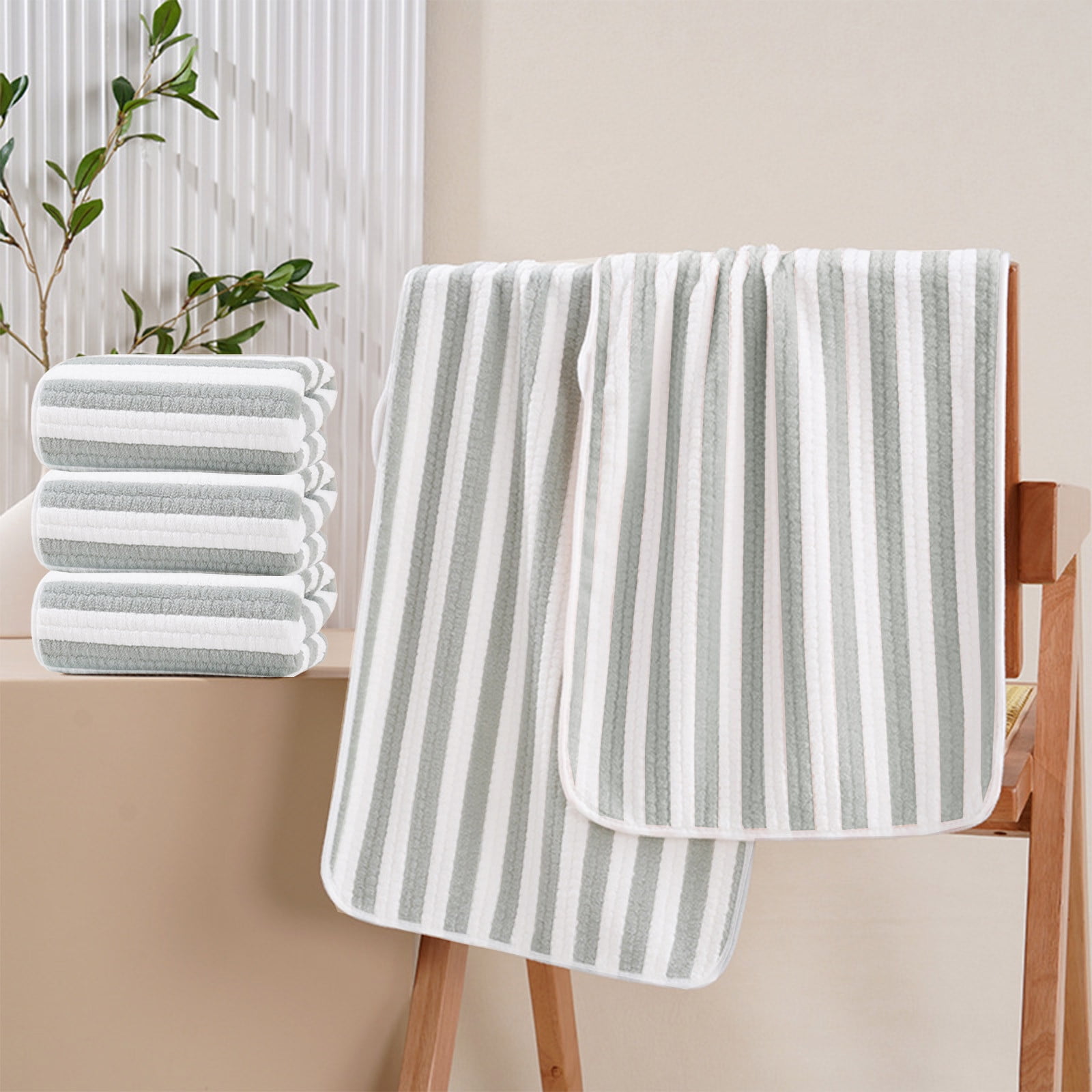 Face Towels Set Soft Absorbent Quick Dry Stripe Washcloth Plush Durable Gentle Skin Friendly, High Absorbency Easy Care Multipurpose, for Bathroom Home Travel Gym Spa for Adults Women Men