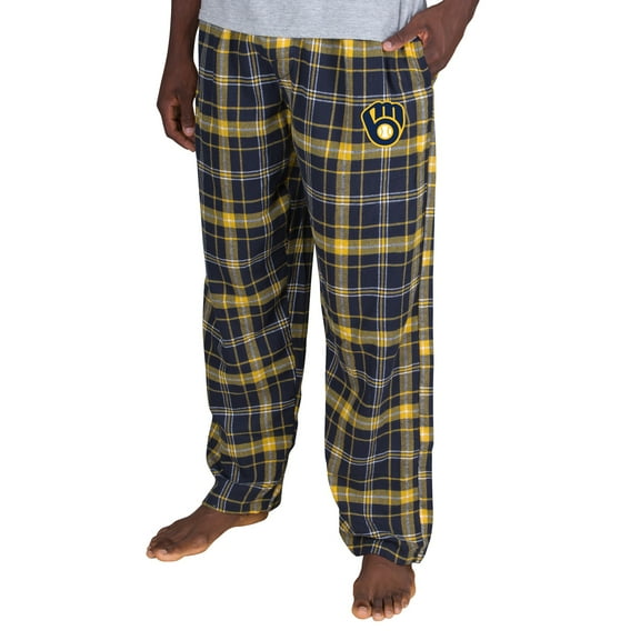 Men's Concepts Sport Navy Milwaukee Brewers Ultimate Plaid Flannel Pajama Pants