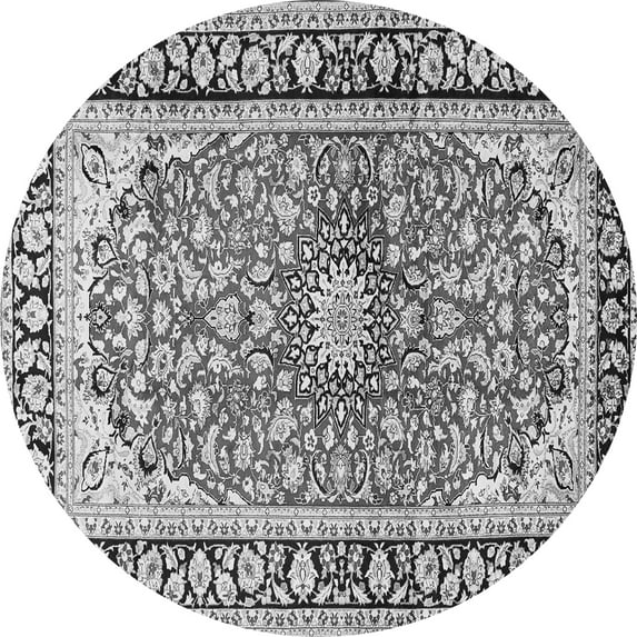 Ahgly Company Indoor Round Medallion Gray Traditional Area Rugs, 4' Round
