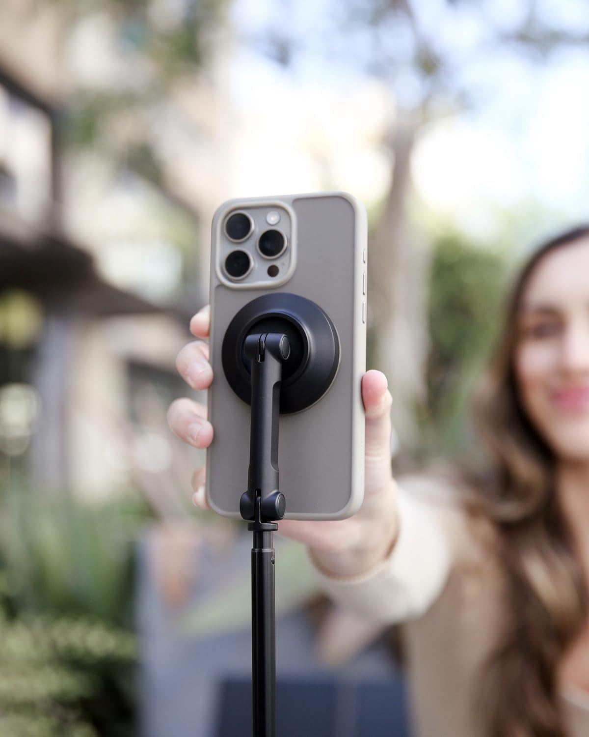 KraftGeek 66'' Magnetic Phone Tripod for iPhone MagSafe, Automatic Selfie Stick with Remote, Portable JustTap Tripod Stand for Video Recording, Travel, Vlogging (Black)
