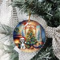thumbnail image 3 of Merry Christmas Shih Tzu Santa Hat Xmas Tree Winter Holiday Ceramic Round Ornament Lion Dog Lover Gifts Home Tree Decor - 01013, 3 of 5