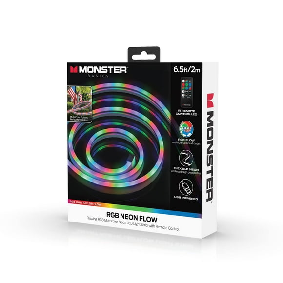 Monster 6.5 ft Multi-Color Flow Technology Neon-LED Strip, Strong Shape-it Material, Xtreme Easy Installation