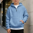 thumbnail image 2 of Boys Quarter Zip Hoodies - Waffle Knit Kids Long Sleeve Hooded Sweatshirts Pullover Tops Clothes, 2 of 4
