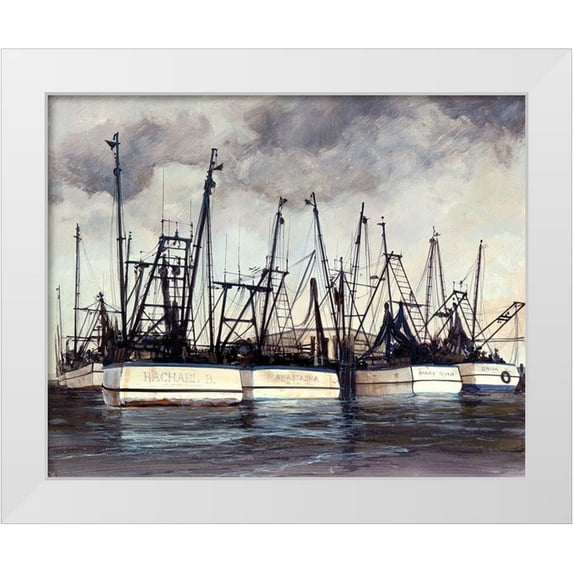 Bansemer, Roger 32x26 White Modern Wood Framed Museum Art Print Titled - Rachael B Shrimpboats