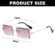 thumbnail image 2 of Gafas de sol cuadradas sin marco con borde, gafas de sol de tendencia a la moda, hechas de PC, plástico, metal, 2 of 5