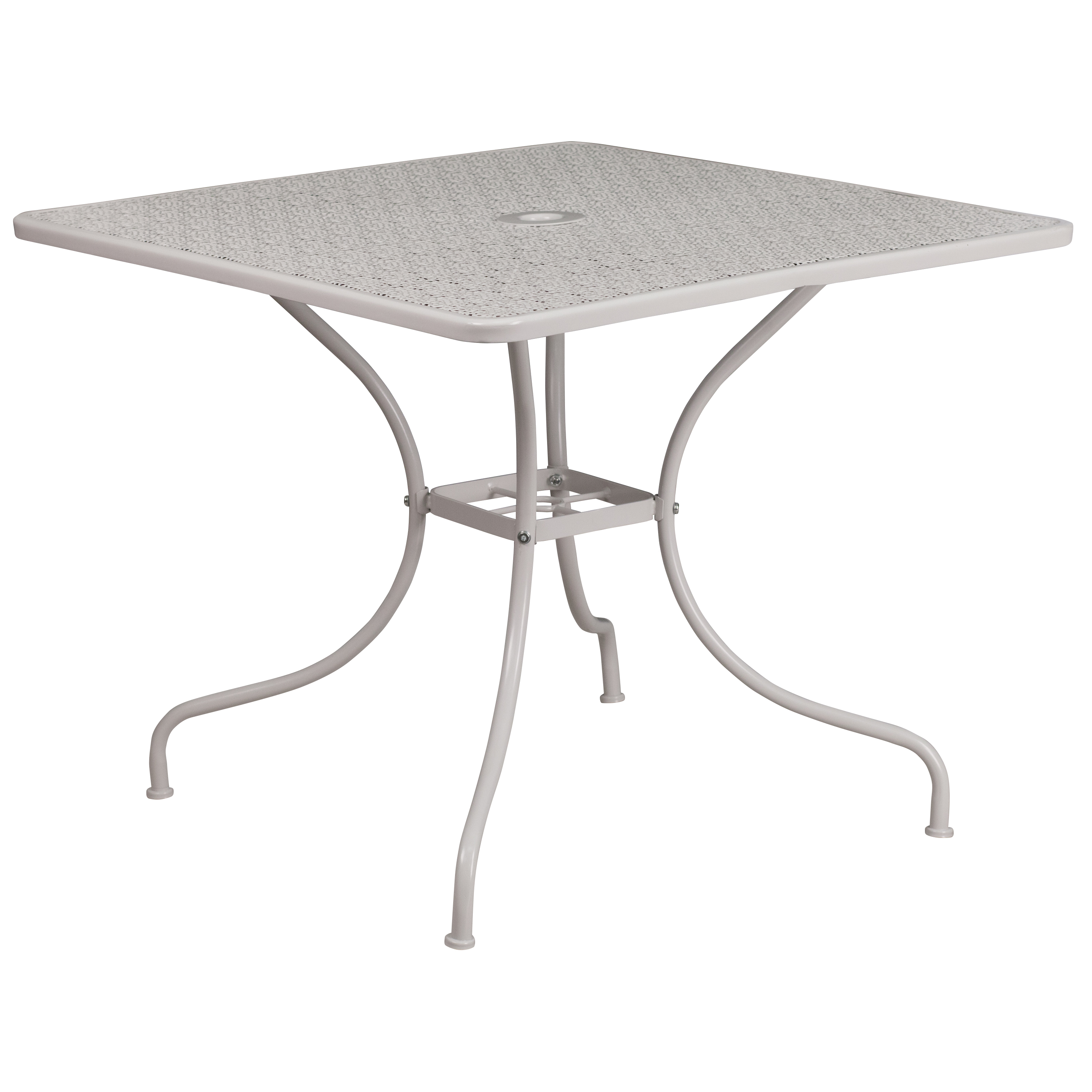 Flash Furniture Oia Commercial Grade 35.5" Square Light Gray Indoor-Outdoor Steel Patio Table Set with 4 Square Back Chairs - image 4 of 5