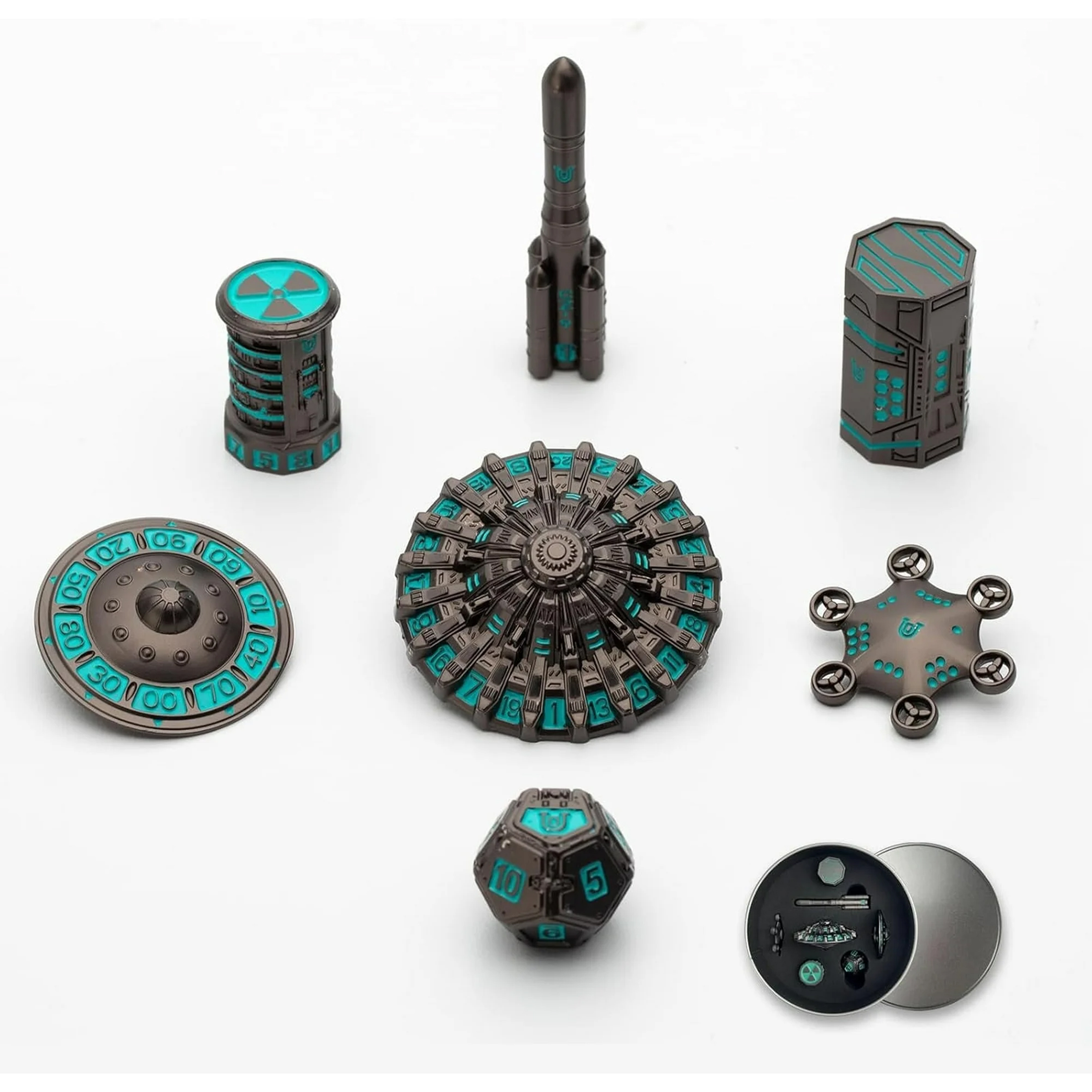UFO DND Dice Set, Dungeons and Dragons Metal Dice,Adult