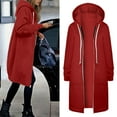 thumbnail image 2 of Luwomo Women's Casual Jackets Zipper Long Sleeve Hooded Drawstring Warmth Versatile Outerwear Everyday Activities with Pockets Blouses Red,2XL, 2 of 6