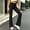 Black, variant on Women's Athleisure Lounge Pants Solid Color Elastic Waist Split Hem Long Pants Casual Sporty Comfy Sleep Pants Loungewear for Women White