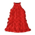 thumbnail image 3 of Toddler Girl Dress Sleeveless A-Line Tiered Swing Summer Red Dress Girls Birthday Dress Girls Cute Midi Casual Sundress, 3 of 9