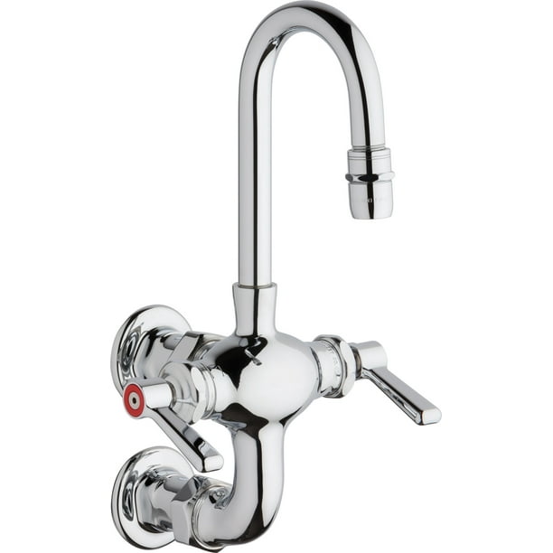 Chicago Faucets 225261E33Xkab Double Handle Wall Mounted Gooseneck