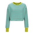 thumbnail image 3 of Kaemgyyd Women's Casual Sweatshirts Loose Long Sleeve Striped Cropped Pullover Lightweight Top Fall Trendy Clothing, 3 of 4