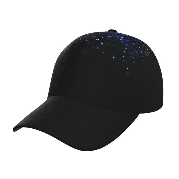 Balery Black Blue Glitter Sparkles Gorra de béisbol de tamaño ajustable para correr, entrenar y actividades al aire libre. Gorra de papá para todas las estaciones.