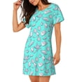 thumbnail image 2 of Pofeuu Seashell And Starfish Print Women's Loose Fit Short Sleeve Nightgown, Comfortable Sleep Dress for Women, Casual Lounge Sleepwear, Soft Cotton Sleep Dress, 2 of 6