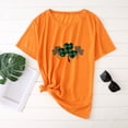 thumbnail image 2 of Tuphregyow Womens Shirts Clearance Plaid Clover Graphic Tee Basic Pullover Summer Short Sleeve Round Neck Tunic Tops Casual Blouse Y2K Clothing Plus Size T Shirts for Women Orange XXL, 2 of 4