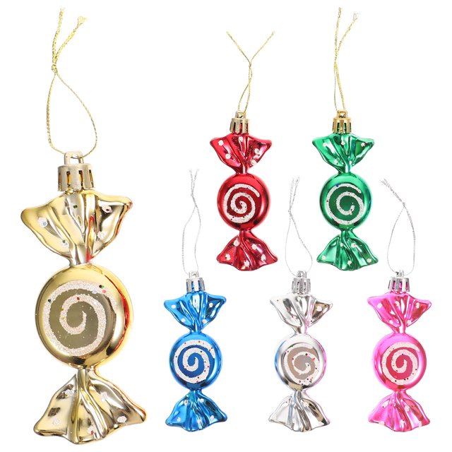 6 piezas de adorables adornos de modelado de dulces, adornos decorativos de plástico para colgar en Navidad.