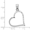 thumbnail image 3 of 14k White Gold Solid Satin Diamond-cut Small Reversible Heart Pendant, 3 of 5