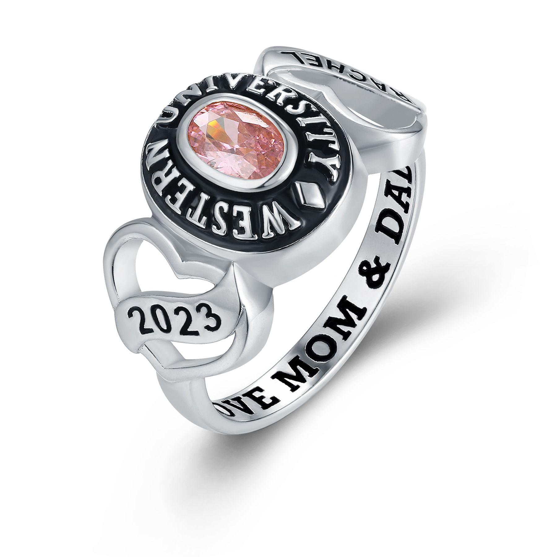 Ship in 5 days PJMCustom Class Ring for Women 925 Sterling Silver for High School & College-Size 5