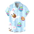 thumbnail image 4 of Easter Print Shirt Casual Long Sleeve Button Down Top Holiday Party Novelty Graphic Tee For Summer Fashion Comfortable Fit/Light Blue/3XL, 4 of 5