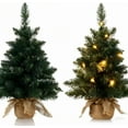 thumbnail image 5 of Mini Christmas Tree with Lights,Holiday Artificial Flocked Mini Christmas Tree Decoration,Includes 50 Led Warm Yellow Lights and Cloth Bag,Indoor Home Evergreen Tabletop Decor 2ft/24inch, 5 of 8