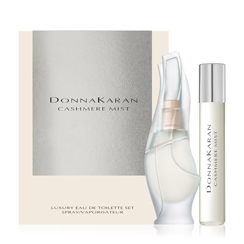 Juego de eau de toilette de lujo Donna Karan Cashmere Mist para mujer - Mini spray 0.5 fl. Onz. & Spray para bolsos, spray de viaje 0.5 fl. Onz.
