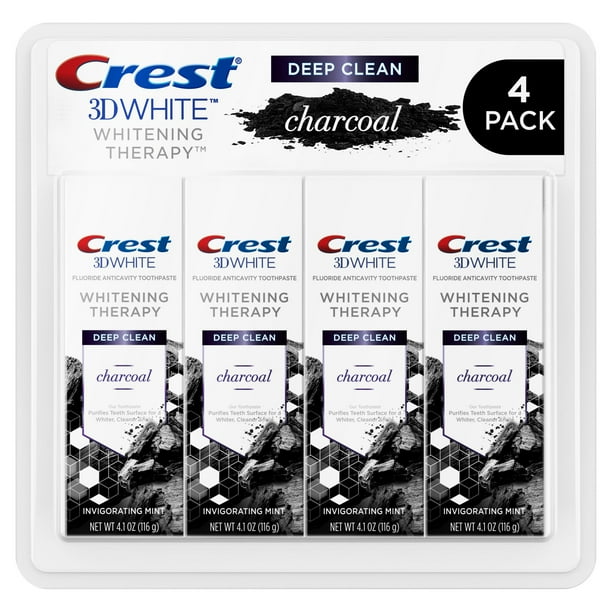 Product Of Crest 3d White Whitening Therapy Charcoal Deep Clean Fluoride Toothpaste 4 Pk Walmart Com Walmart Com