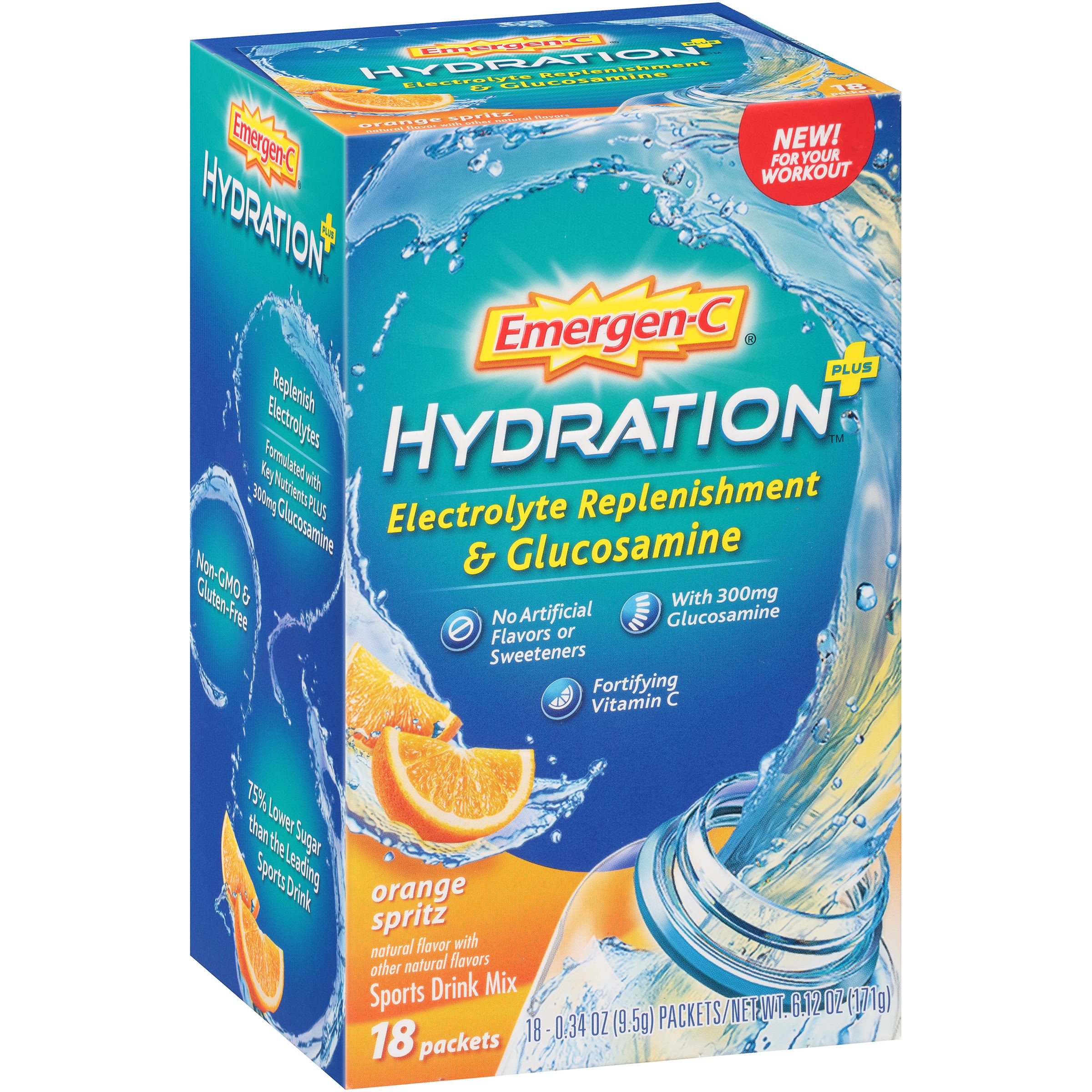 Emergen-C Hydration+ Sports Drink Mix with Vitamin C. Electrolyte Replenishment, 0.34... by Alacer Corp.