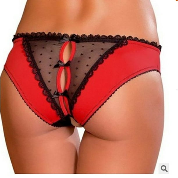 Sexy Women's Crotchles Bead G-String Lace Brief Lingerie Underwear T-Back