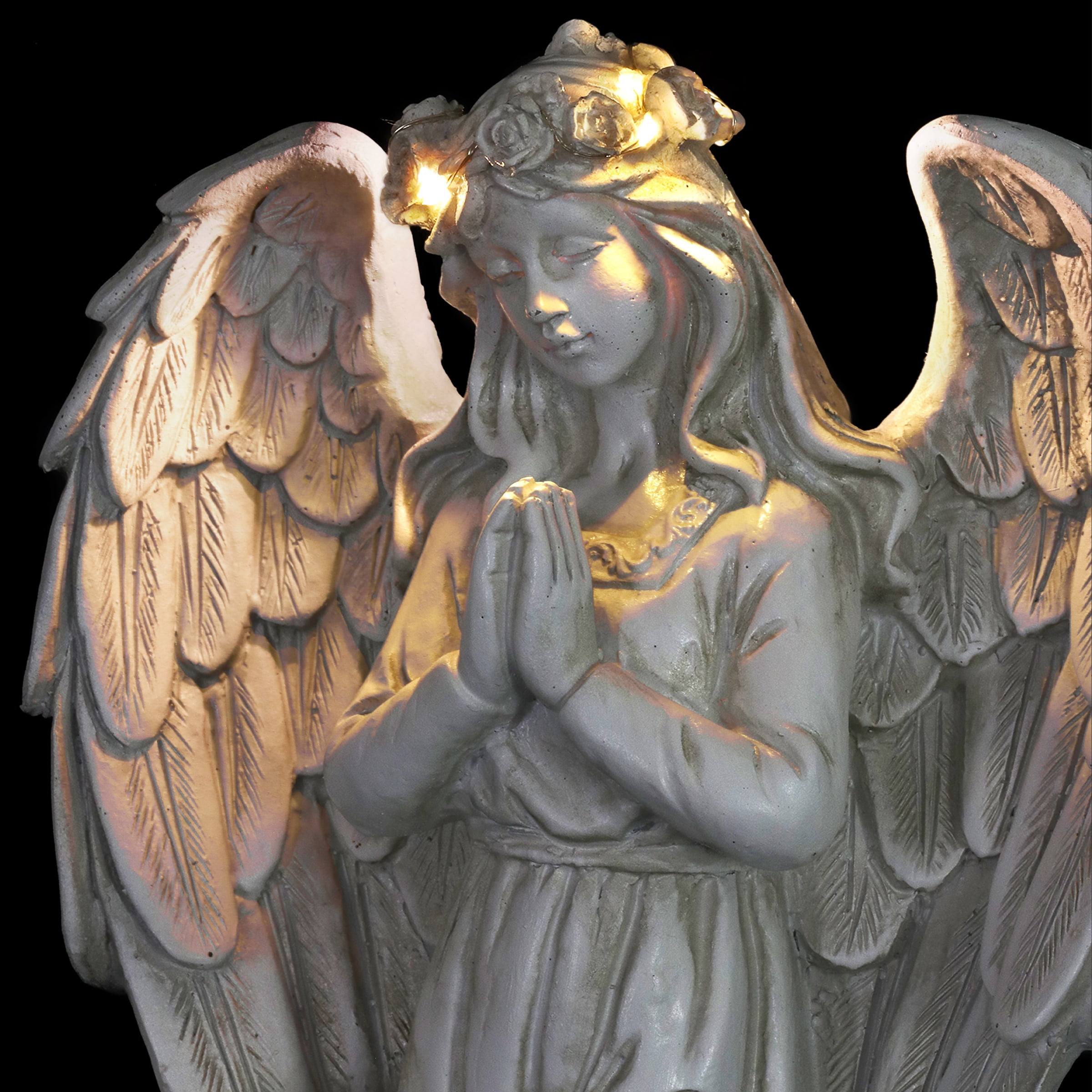 Buy Exhart Angel and Little Boy Angel Resin Garden Statue with LED Halo
