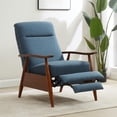 thumbnail image 3 of Terni Wood Arm Push Back Recliner in Performance Fabric - Denim Blue, 3 of 13