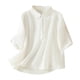 thumbnail image 2 of mfyjkho Tops Casuales Para Mujer, Blusa De Moda Para Mujer De Lino Sintético De Color Liso Con Mangas Cinco Cuartos Y Cuello Vuelto Tops Para Hacer Ejercicio Para Mujer L, 2 of 8