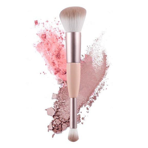 Brocha de maquillaje ACMEBEAUTY de doble punta, suave para rubor tipo kabuki