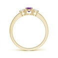 thumbnail image 2 of ANGARA Natural Three Stone Amethyst and Diamond Ring with Accents in 14K Yellow Gold for Women (Size-6x4mm) | February Birthstone, Anniversary, Jewelry Gift for Women | Natural Amethyst Ring, 2 of 9