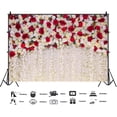 thumbnail image 5 of Red White Rose Floral Theme Photography Backdrop Flowers Wall Wedding Bridal Shower Photo Background Newborn Baby Girl Birthday Party Portrait Cake Table Decor Photo Booth Studio Props, 5 of 6