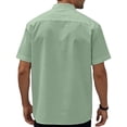 thumbnail image 4 of Qwertyu Mens Button Down Shirt Short Sleeve Casual Shirts Linen Textured Summer Beach Shirts Light Green 2XL, 4 of 4