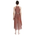 thumbnail image 3 of Xnihocha Costume de Danse Lyrique pour Femme, Robe Asymétrique Froncée avec Strass, Justaucorps à Jupe de Danse Moderne, Rose Poudré, L, 3 of 7