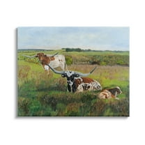 Stupell Country Pasture Longhorn Cattle Animals & Insects Painting Gallery Wrapped Canvas Print Wall Art