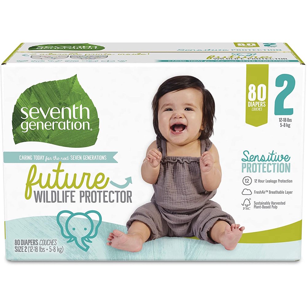Seventh Generation Baby Diapers, Size 2, 80 Count, Super