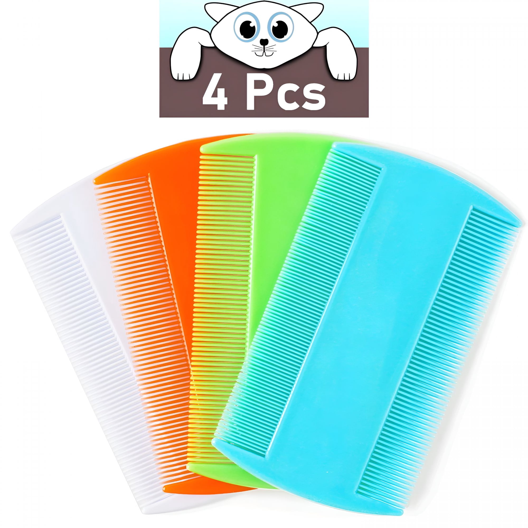 ACDANC Flea Comb for Cats, 4 Pcs Lice Comb for Dogs, Double Sided Cat Comb for Short Hair of Pets or Humans