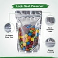 thumbnail image 3 of BELLE KR® 4x6 Mylar Bags for Freeze Dried Candy - Pack Of 100-7.5mil Thick - 1/2 Pint Stand Up Small Clear Mylar Bags with See Through Window for Freeze Drying - Labels Included, 3 of 5