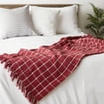 thumbnail image 2 of Barn Red Checked Plaid Throw, 2 of 3