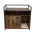 thumbnail image 4 of ZephyPaws Cat Litter Box Enclosure,Cat Washroom Hidden Furniture with Front Entry, Scratcher,2-Door Storage Cabinet,2 Compartments,Wooden Pet Crate House (Rustic Brown), 4 of 9
