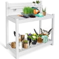thumbnail image 6 of EAGLE PEAK Outdoor Indoor Vinyl Potting Bench Tsble, Gardening Work Station with Open Shelf, Lower Storage, White, 6 of 7
