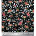 thumbnail image 1 of Soimoi Cotton Duck Fabric Leaves & Poppy Anemone Flower Panel Print Fabric by Yard 42 Inch Wide, 1 of 3