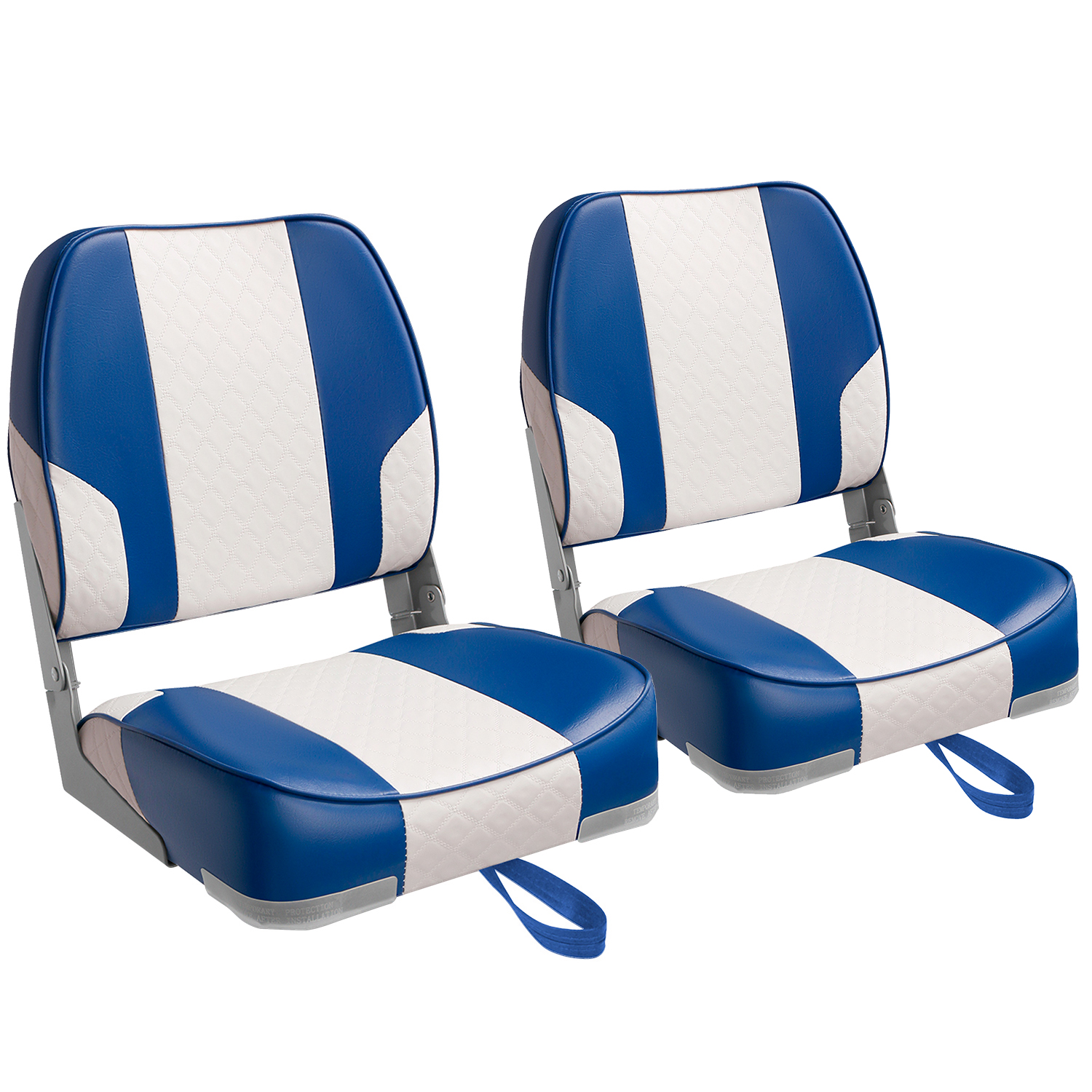 Leader Accessories Low Back FoldDown Fishing Boat Seats,Set of 2，White