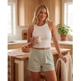thumbnail image 6 of Real Essentials 3 Pack: Women's Woven Lounge Boxer Shorts Casual Sleep Comfy Elastic Waist Loose Fit PJ Bottoms with Pockets, 6 of 7